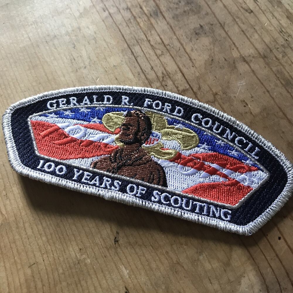 Boy Scout BSA Gerald R Ford 2010 100 Years 1910 Michigan Council Strip CSP Patch